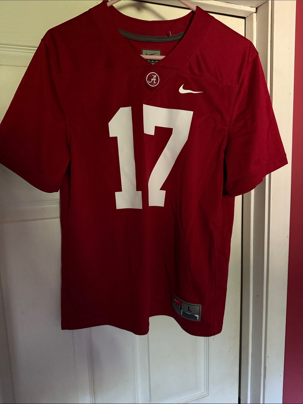 Nike Crimson Red Football Jersey with White #17